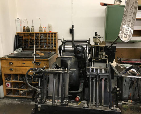 Offsetdruck - unser alter OHT Tiegel (Buchdruckmaschine) Baujahr ca. 1960