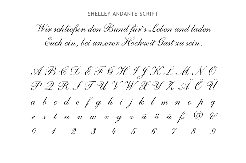 Schriftmuster: Schreibschrift 3 Shelley Andante