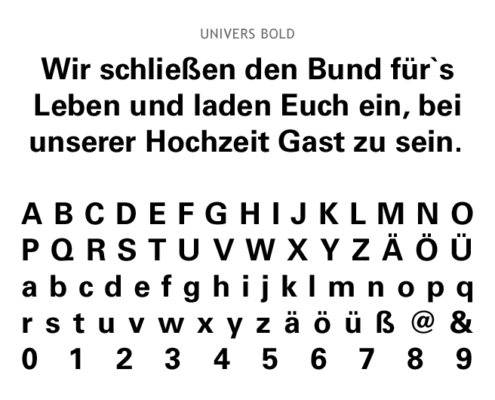 Schriftmuster: Univers bold