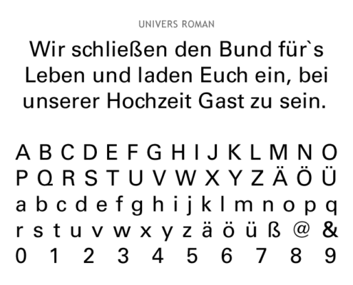 Schriftmuster: Univers
